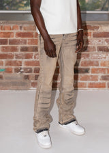 Stacked flared bronzer jeans