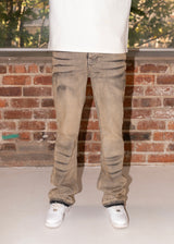 Stacked flared bronzer jeans